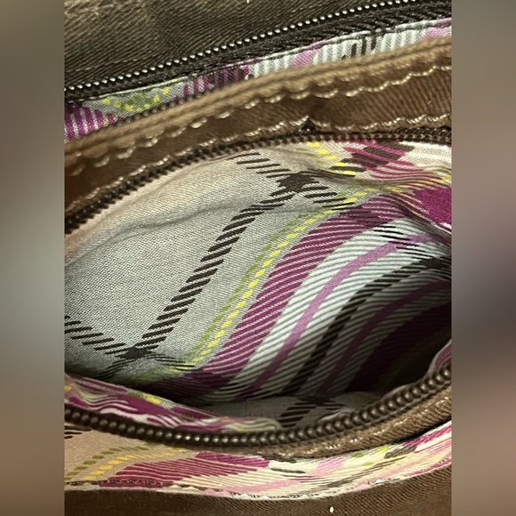 Thirty-One Brown‎ Expandable Adjustable Strap Crossbody Brown and Pink Plaid - Picture 9 of 13